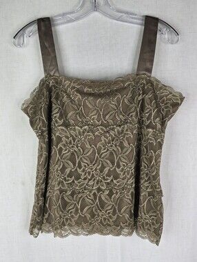 Womens Large Y2k Lace Cropped Brown  Cropped Tank Top Coldwater Creek